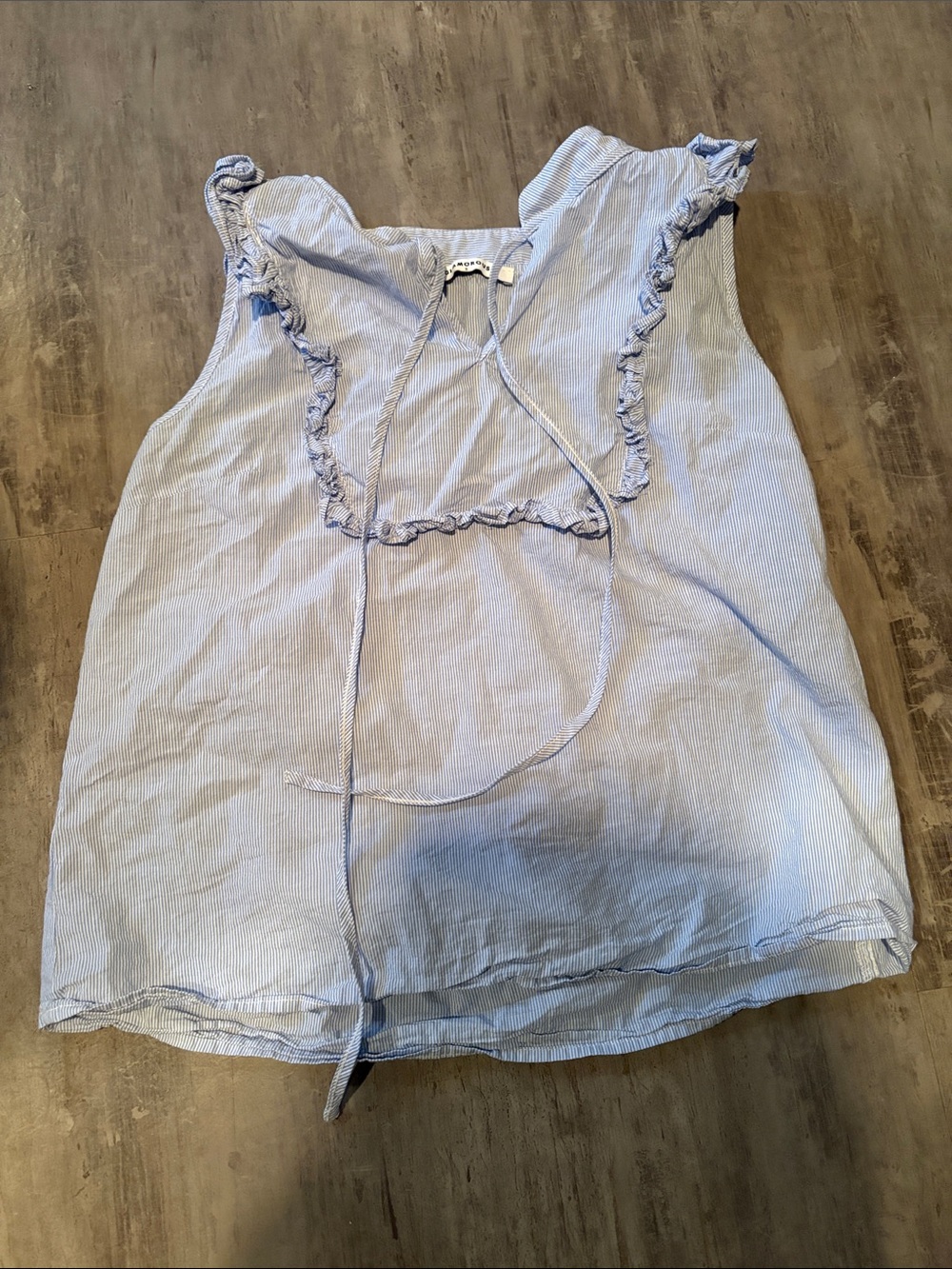 Glamorous Light Blue Ruffle Tie-Front Sleeveless Top